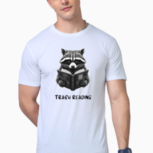 "Explore whimsical style with our Raccoon Trash Reading Tee. Adorable design, comfy fit – a perfect blend of charm and casual cool. 📚🦝 #FashionReads"