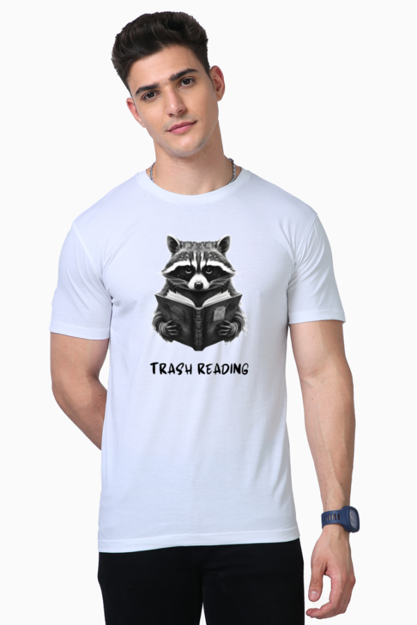 "Explore whimsical style with our Raccoon Trash Reading Tee. Adorable design, comfy fit – a perfect blend of charm and casual cool. 📚🦝 #FashionReads"