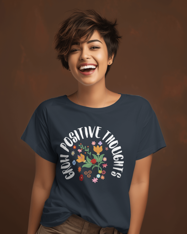 Cotton tshirt women- "Grow Positive thoughts" Teetrendo.com, Men's T-shirts, Women's Graphic Tees, Retro Graphic Tees, Graphic Tee, Custom T-shirt, Printed Apparel, Unique T-shirt Designs, Casual Wear, Cotton T-shirts, Pop Culture Shirts, Vintage T-shirt