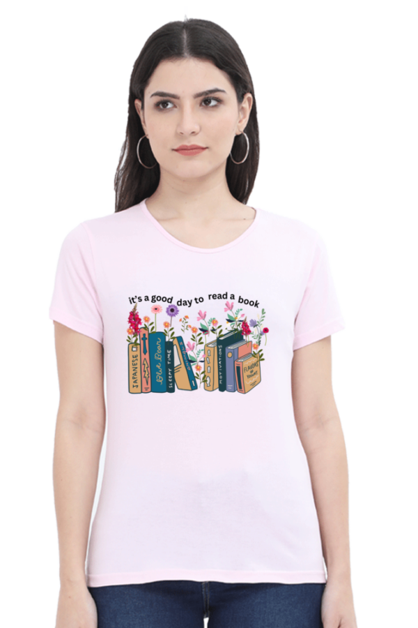 Cotton shirt women- It's A Good Day To Read A Book" Teetrendo.com, Men's T-shirts, Women's Graphic Tees, Retro Graphic Tees, Graphic Tee, Custom T-shirt, Printed Apparel, Unique T-shirt Designs, Casual Wear, Cotton T-shirts, Pop Culture Shirts, Vintage T-shirt