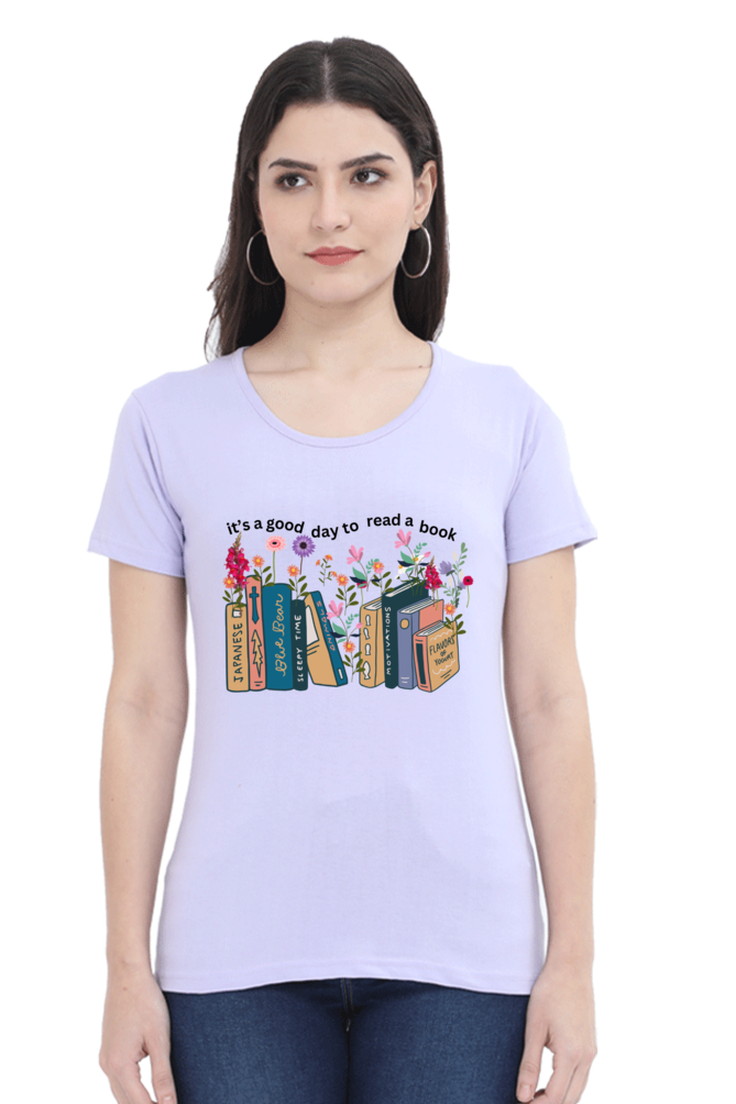 49 Cotton shirt women- It's A Good Day To Read A Book" Teetrendo.com, Men's T-shirts, Women's Graphic Tees, Retro Graphic Tees, Graphic Tee, Custom T-shirt, Printed Apparel, Unique T-shirt Designs, Casual Wear, Cotton T-shirts, Pop Culture Shirts, Vintage T-shirt