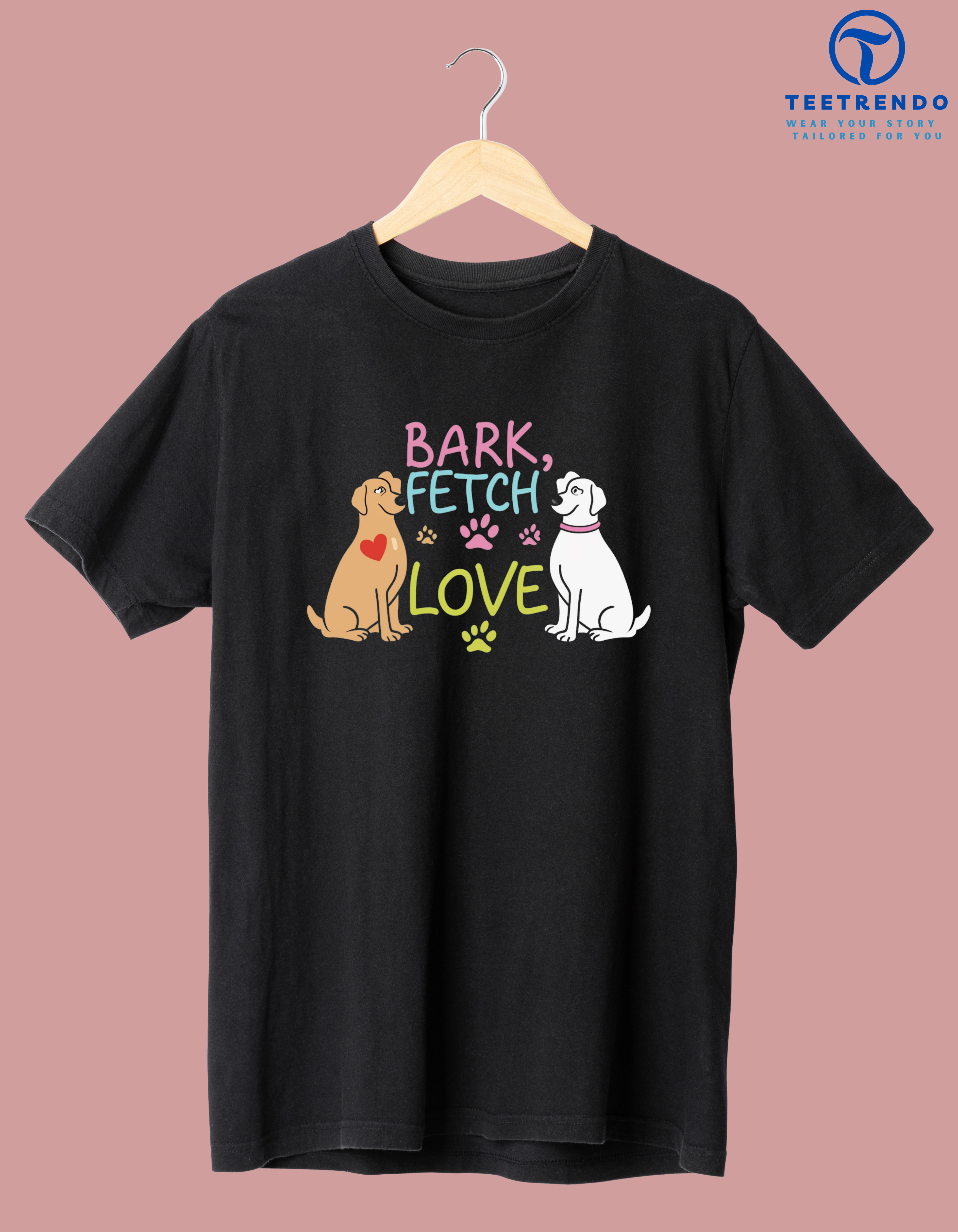 1 Best Half Sleeve T-shirt, Bark,Fetch and Love Teetrendo