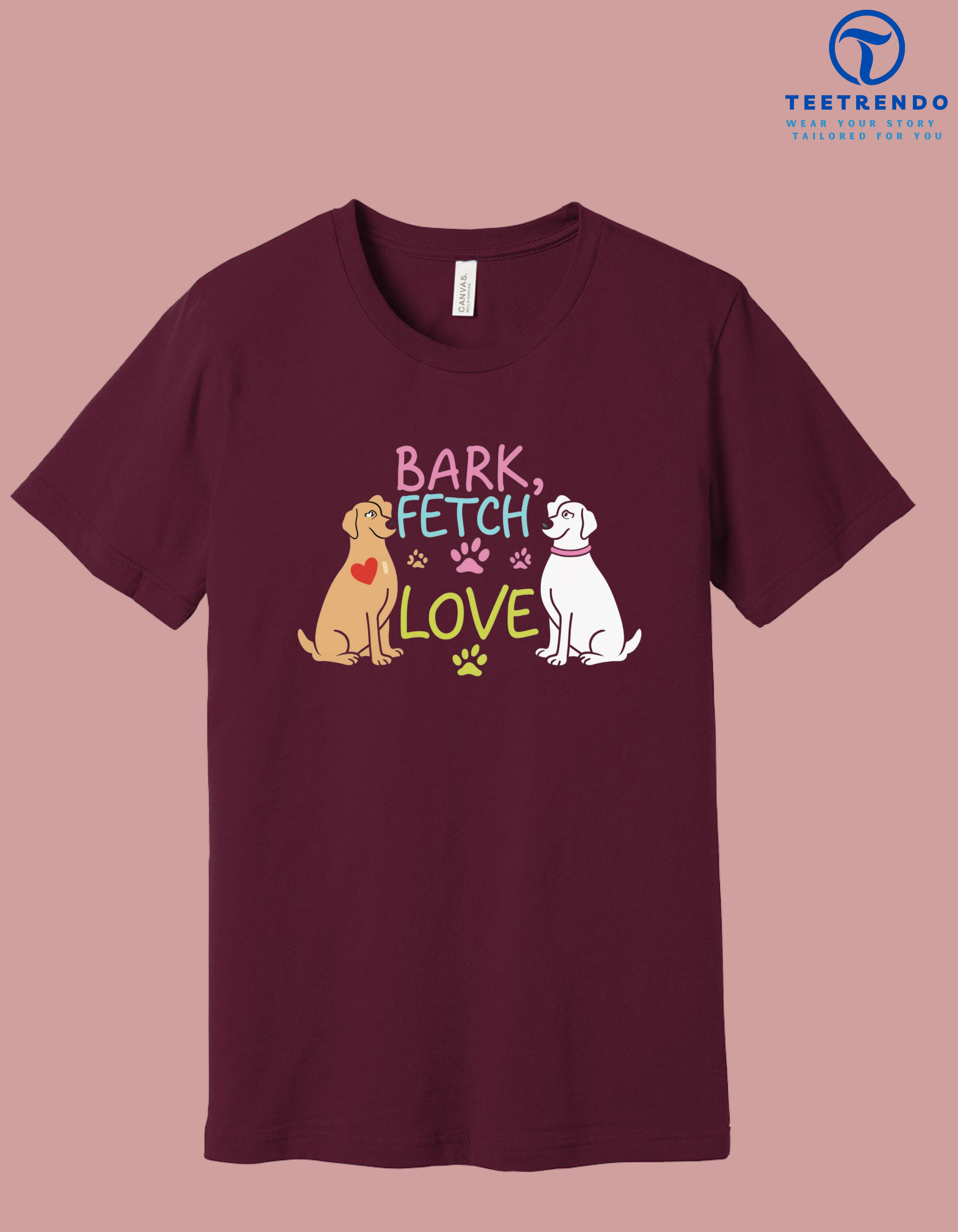 3 Best Half Sleeve T-shirt, Bark,Fetch and Love Teetrendo