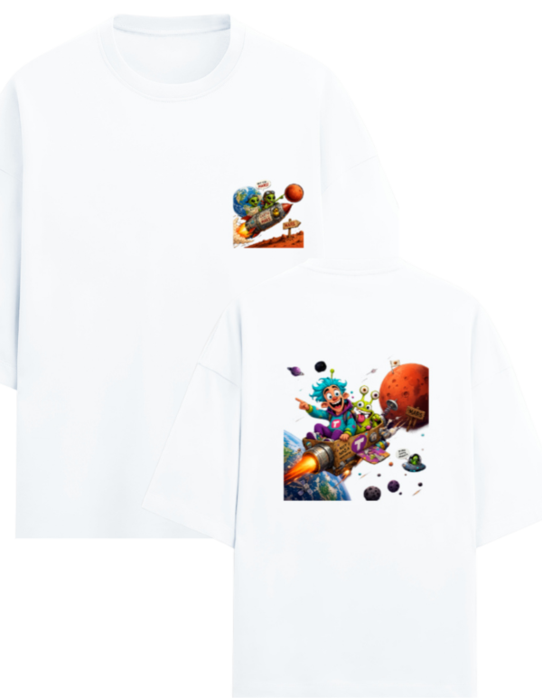 8 Funny Alien Road Trip to Mars Oversized Summer T-Shirt | Earth to Mars Cartoon Space Graphic Tee India