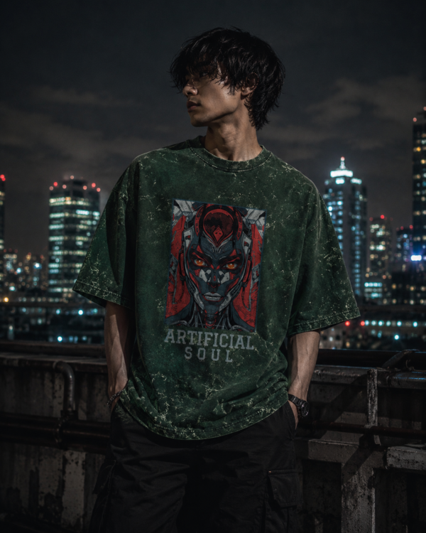 Samurai Code oversized acid wash Japanese streetwear T-shirt for men