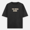 2f Oversized streetwear T-shirt featuring Too Much Inside Emotional Graphic Tee India typography on the front and artistic heart graphic print on the back, photographed in a scenic sunset outdoor location.