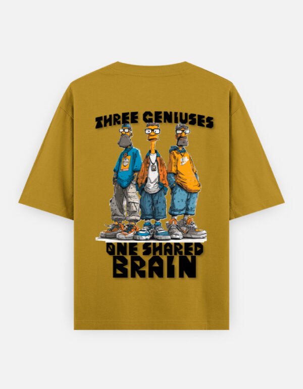 3B Three Geniuses One Shared Brain Oversized Graphic T-Shirt