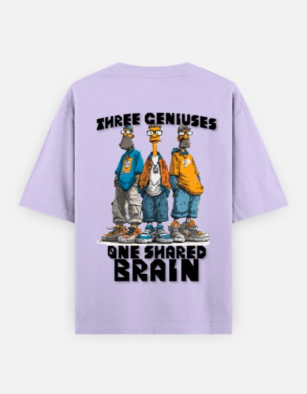 4B Three Geniuses One Shared Brain Oversized Graphic T-Shirt