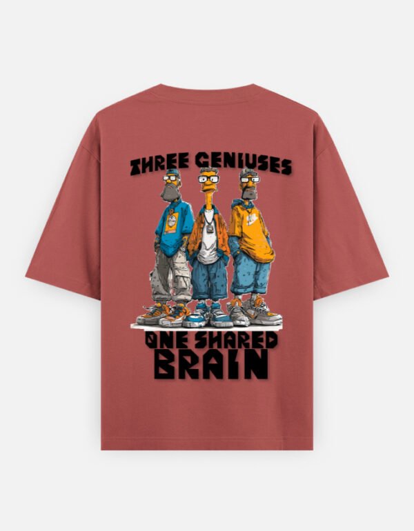 5B Three Geniuses One Shared Brain Oversized Graphic T-Shirt