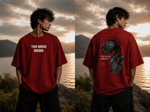 FB Too Much Inside Emotional Graphic Tee India | Trendy Oversized T-Shirt India