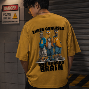 Three Geniuses One Shared Brain Oversized Graphic T-Shirt