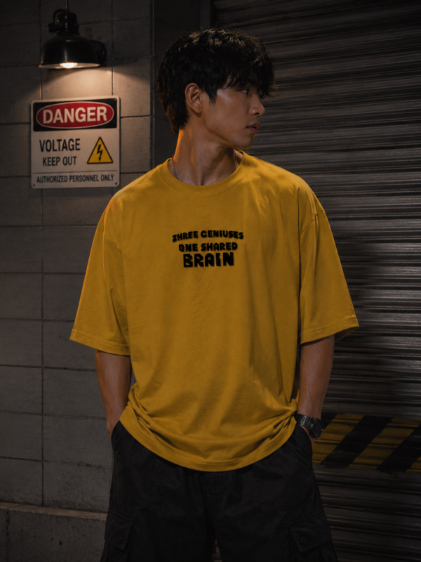 Three Geniuses One Shared Brain Oversized Graphic T-Shirt for Men | Premium Streetwear Cotton Tee |