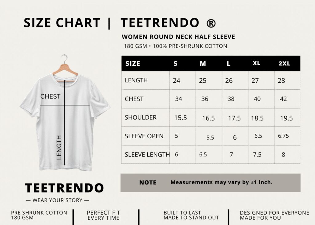 TEETRENDO T-SHIRT SIZE